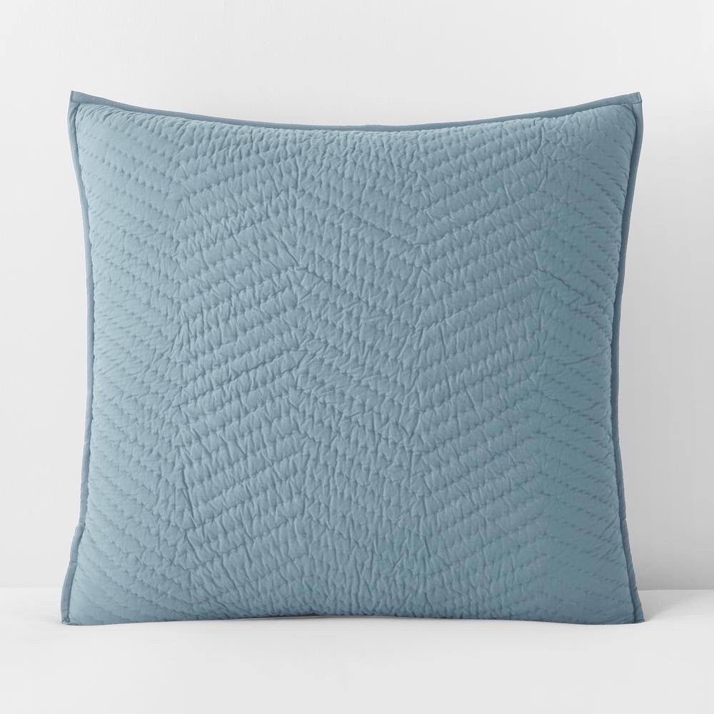 The Company Store Company Cotton Quilted Euro Sham Slate Blue N2R1E